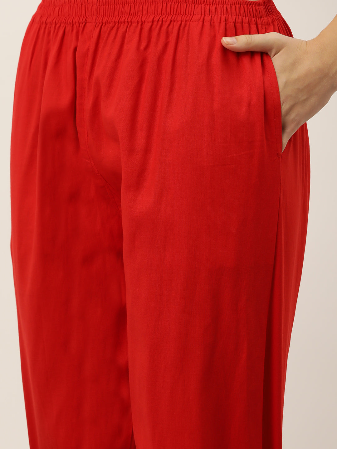 Women Pure Cotton Kurti Pant - Red