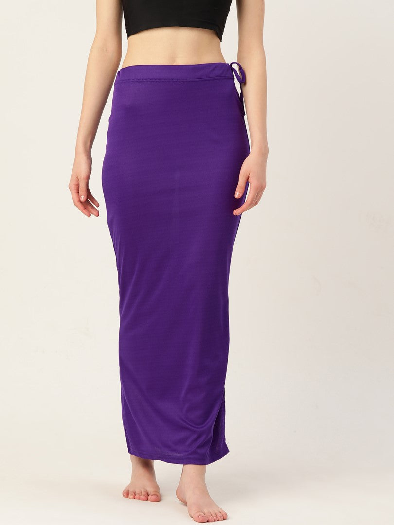 Women Deep Violet Solid Saree Shapewear