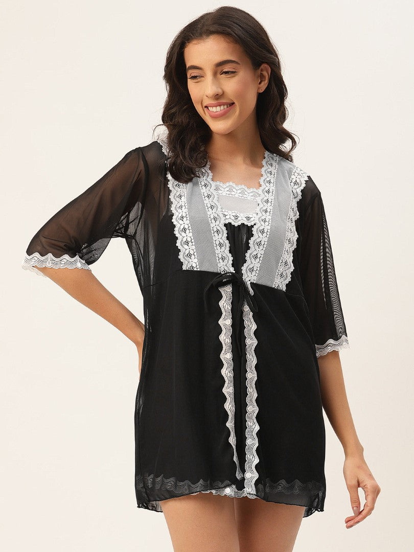 Black babydoll with Net/Lace