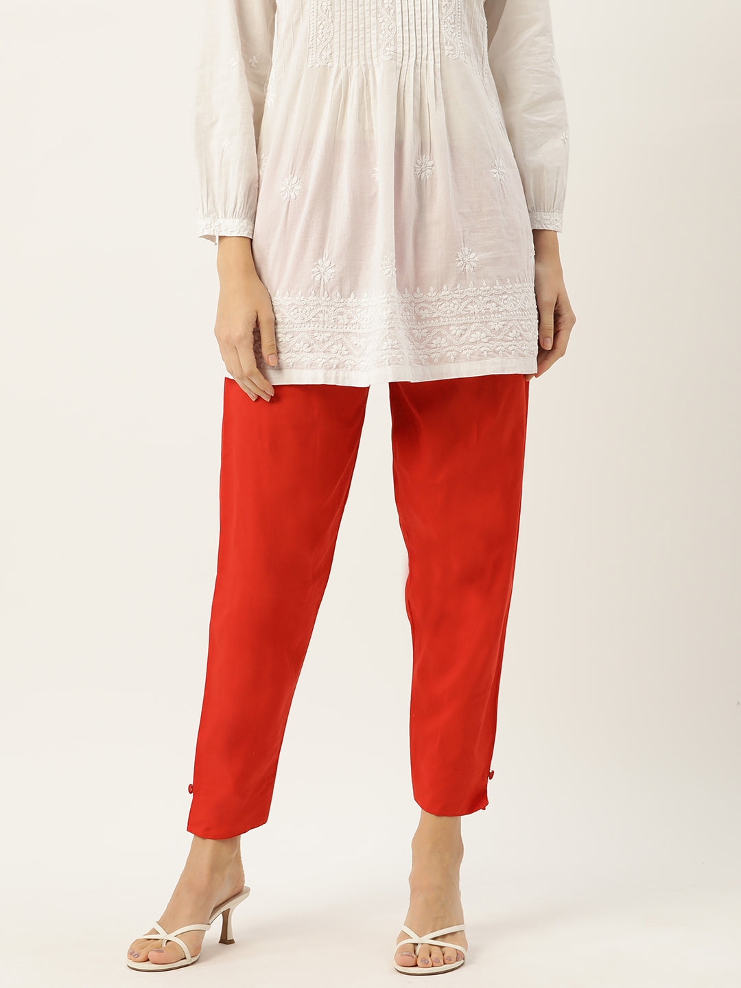 Women Pure Cotton Kurti Pant - Red