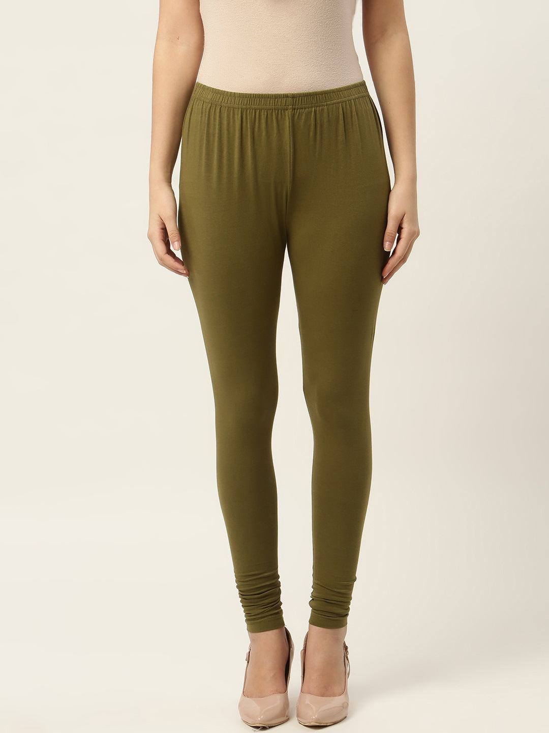 Women Mehandi Churidar-Length Leggings
