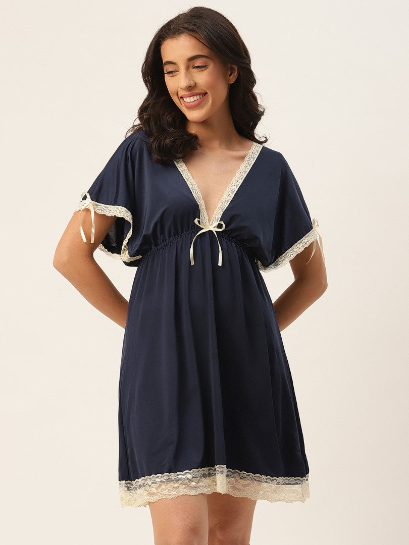 Blue babydoll/Nighty with Icy Silk Satin