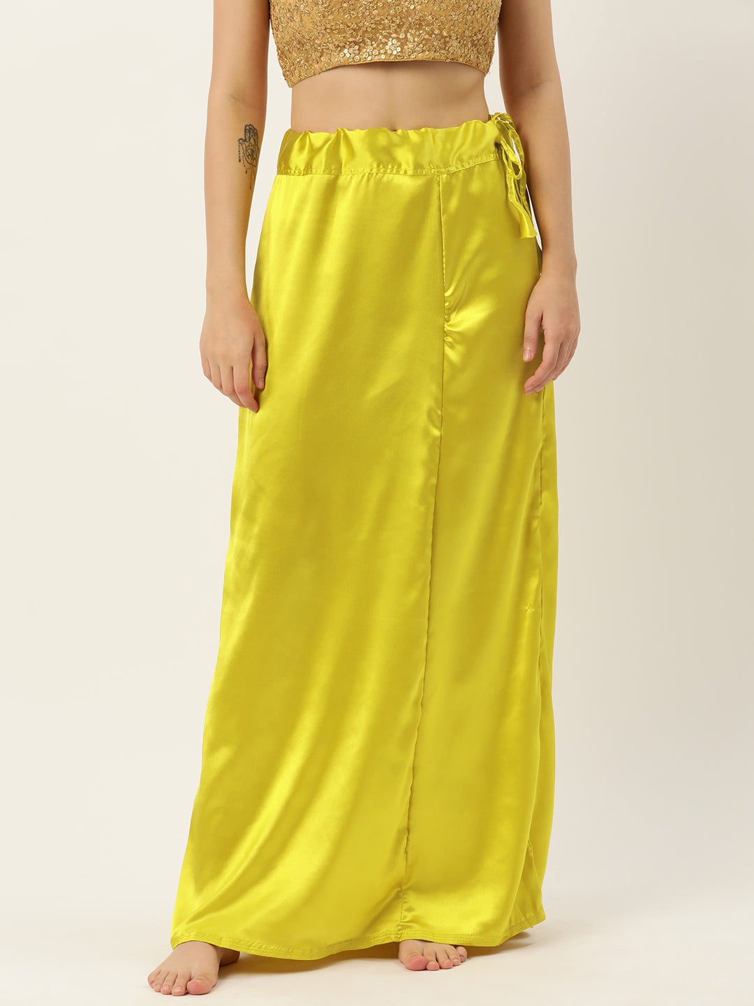 Women Saree Petticoat / Flared Shaper - Yellow Green