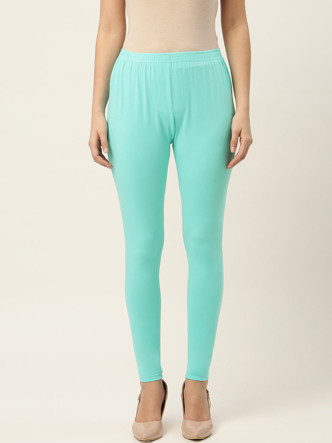 Women Sea Green Ankle-Length Leggings