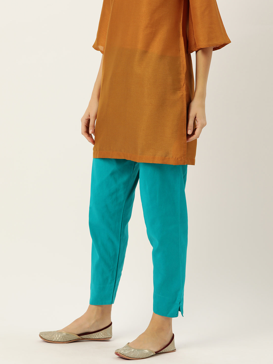 Women Pure Cotton Kurti Pant - Peacock Green
