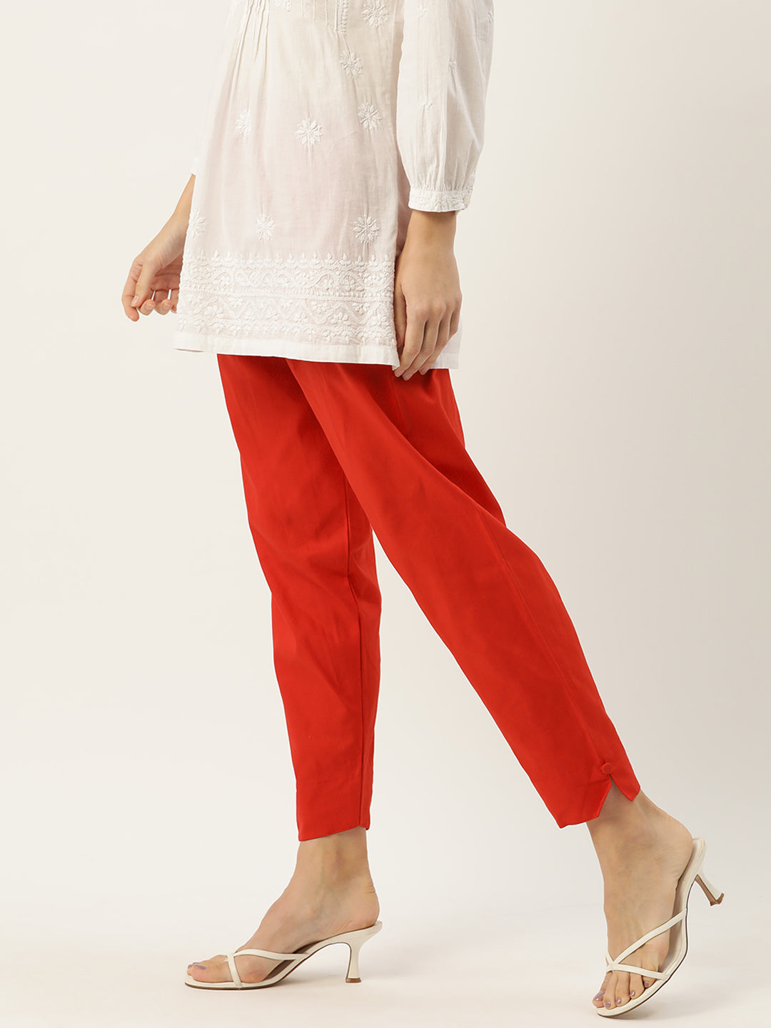 Women Pure Cotton Kurti Pant - Red