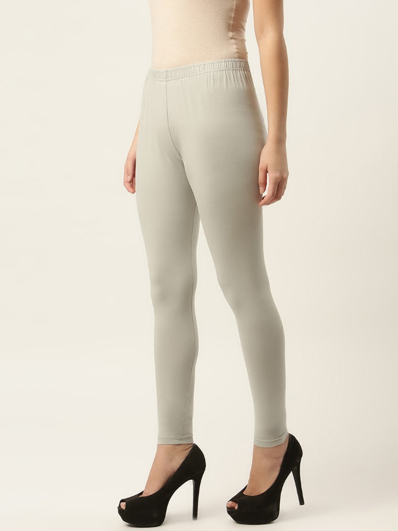 Women Light Grey Ankle-Length Leggings