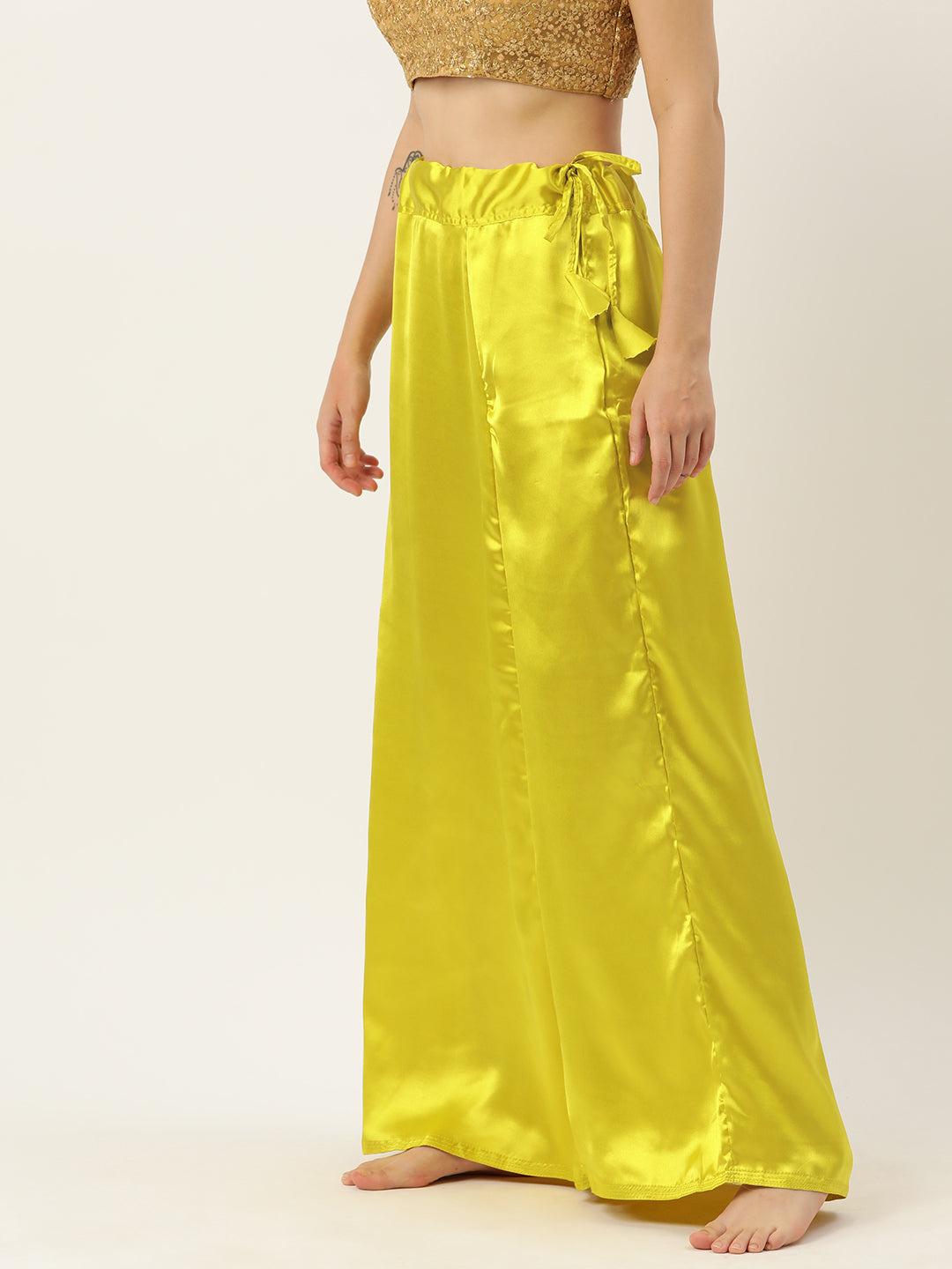 Women Saree Petticoat / Flared Shaper - Yellow Green