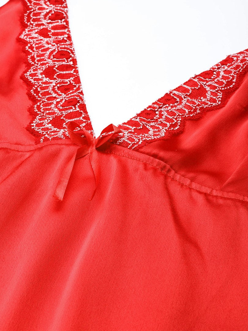 Red babydoll with lace