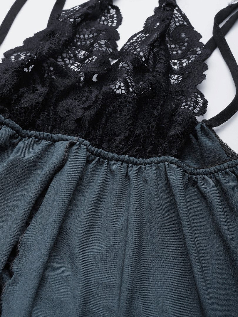 Teal Green babydoll with lace