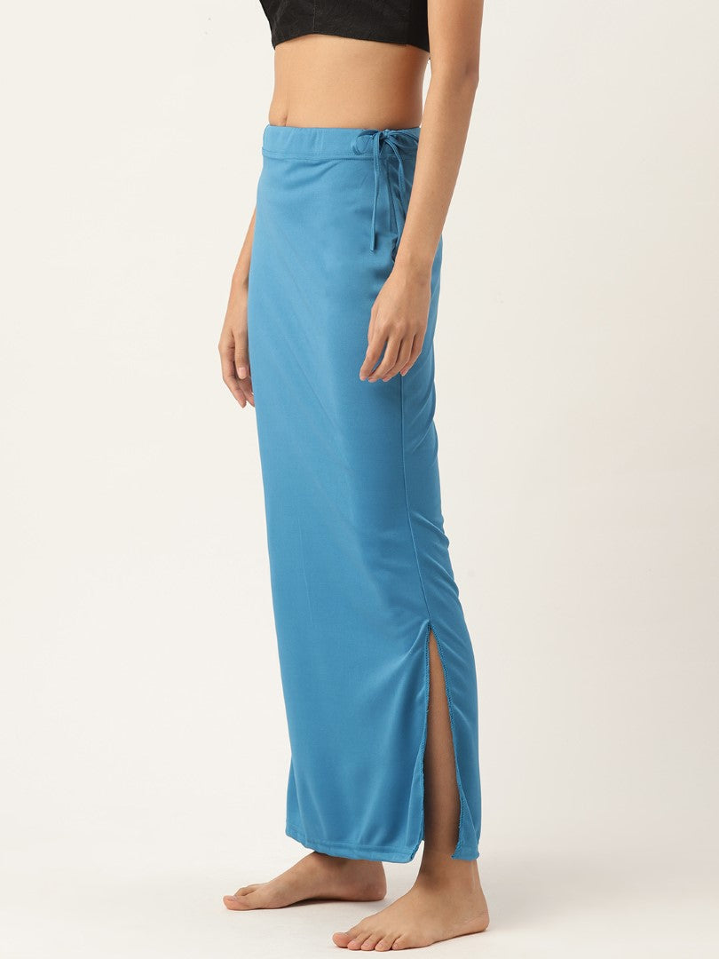 Women Sky Blue Solid Saree Shapewear