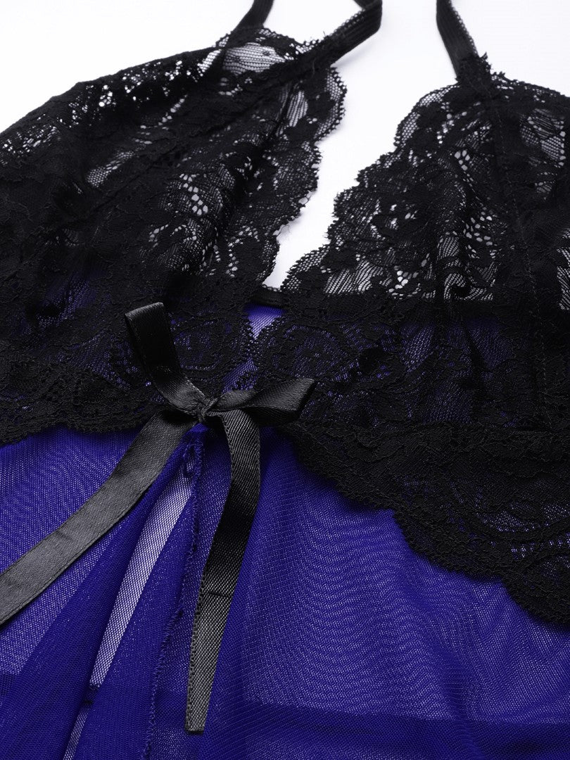 Royal Blue babydoll with lace