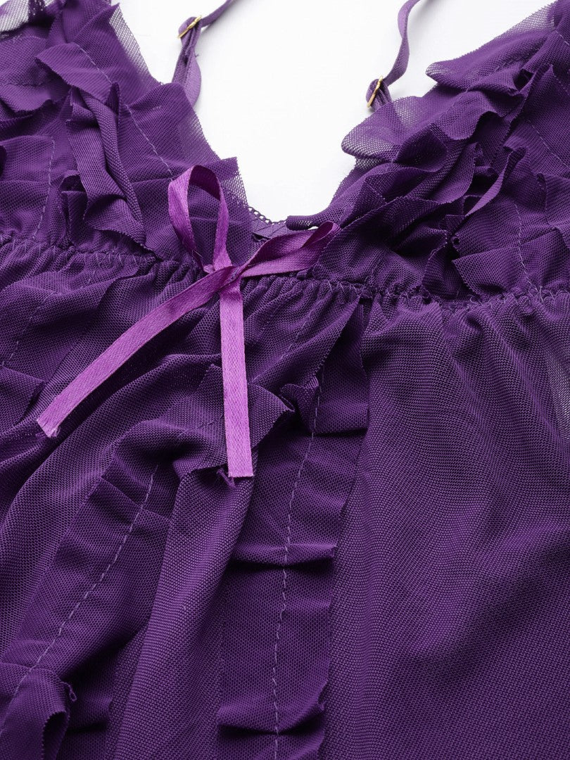 Dark Purple babydoll with Net
