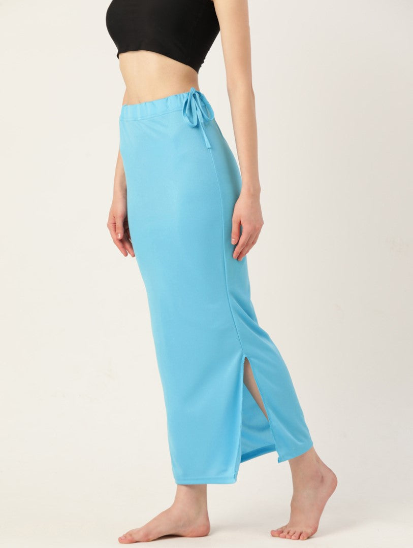Women Water Blue Solid Saree Shapewear