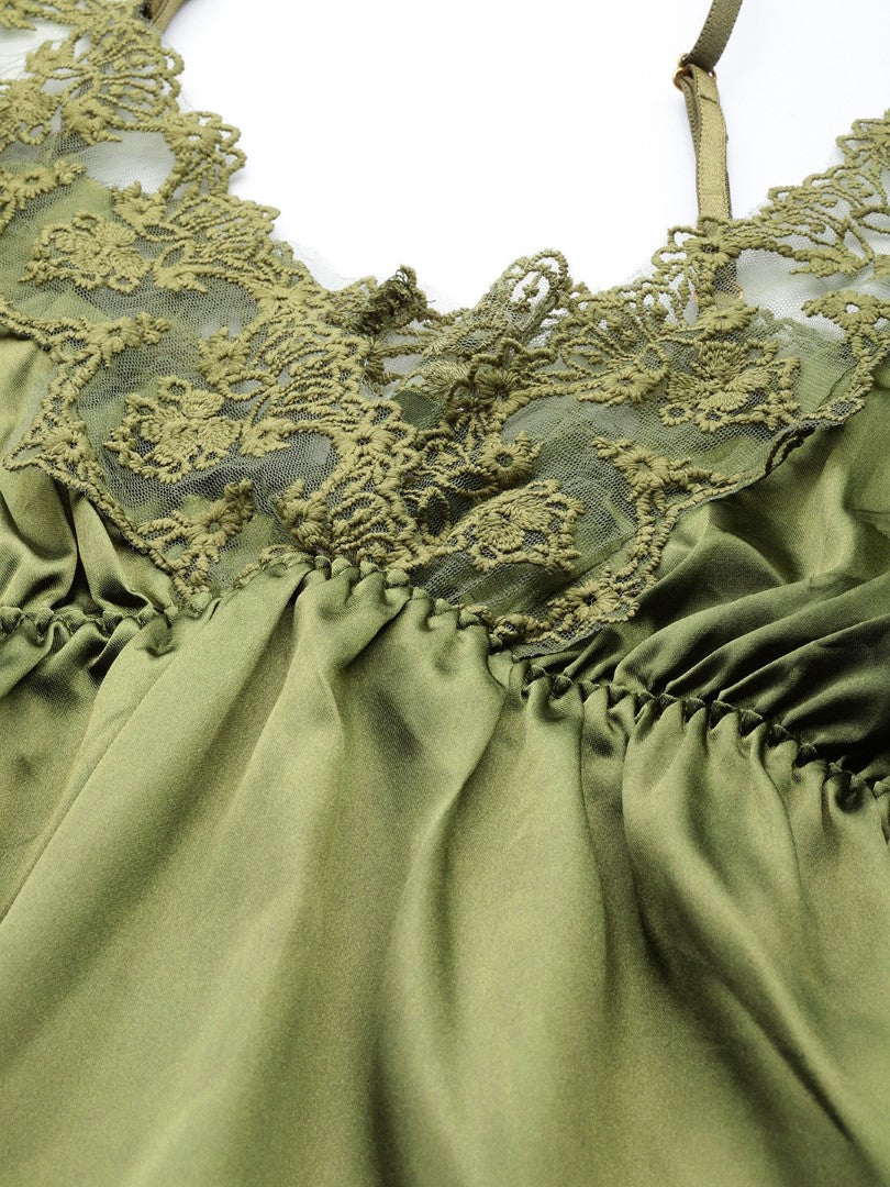 Green babydoll with Premium Satin