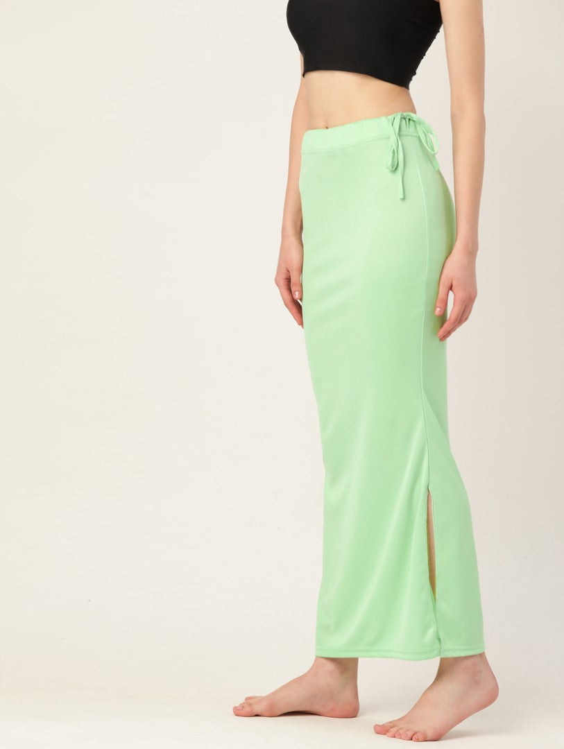 Women Pista Green Solid Saree Shapewear