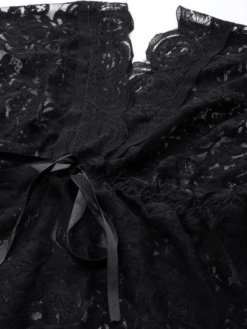 Black babydoll with Full Floral Lace