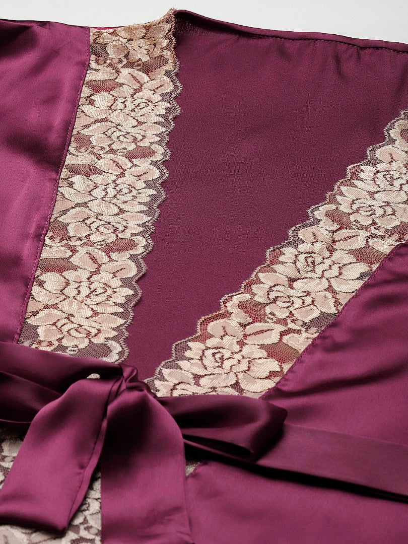 Wine Robe with Satin Fabric