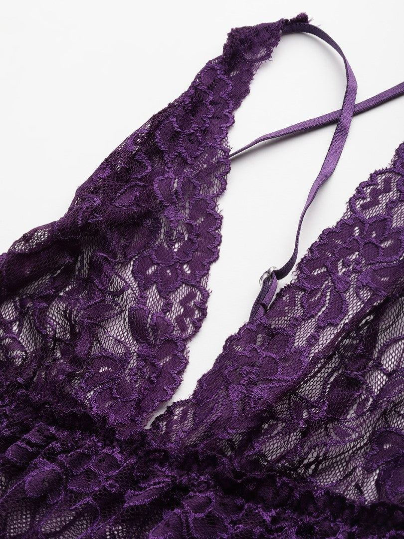 Purple Onepiece babydoll with Full Net/Lace
