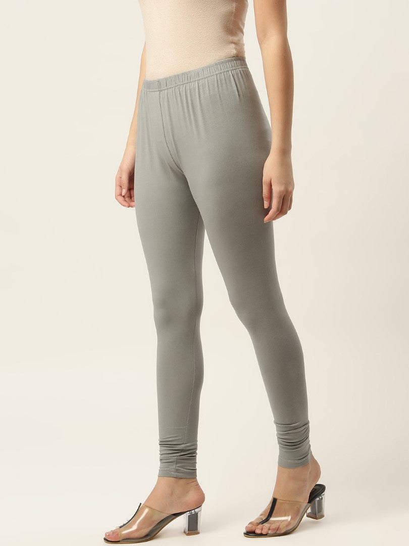 Women Grey Churidar-Length Leggings