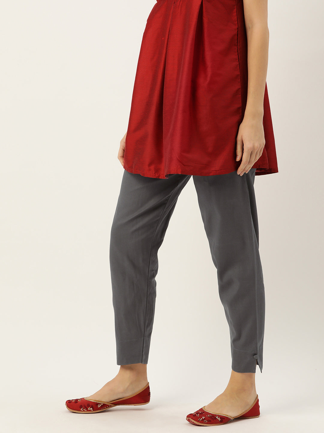 Women Pure Cotton Kurti Pant - Charcoal Grey