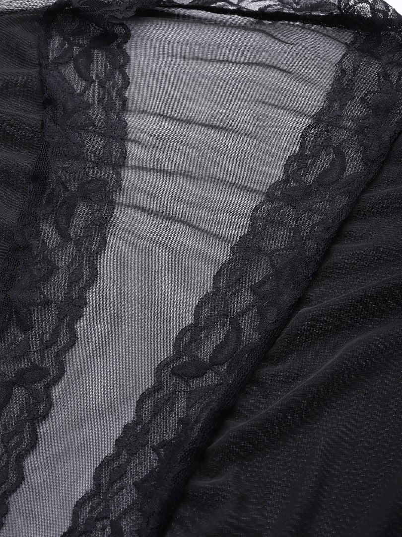 Black babydoll with satin