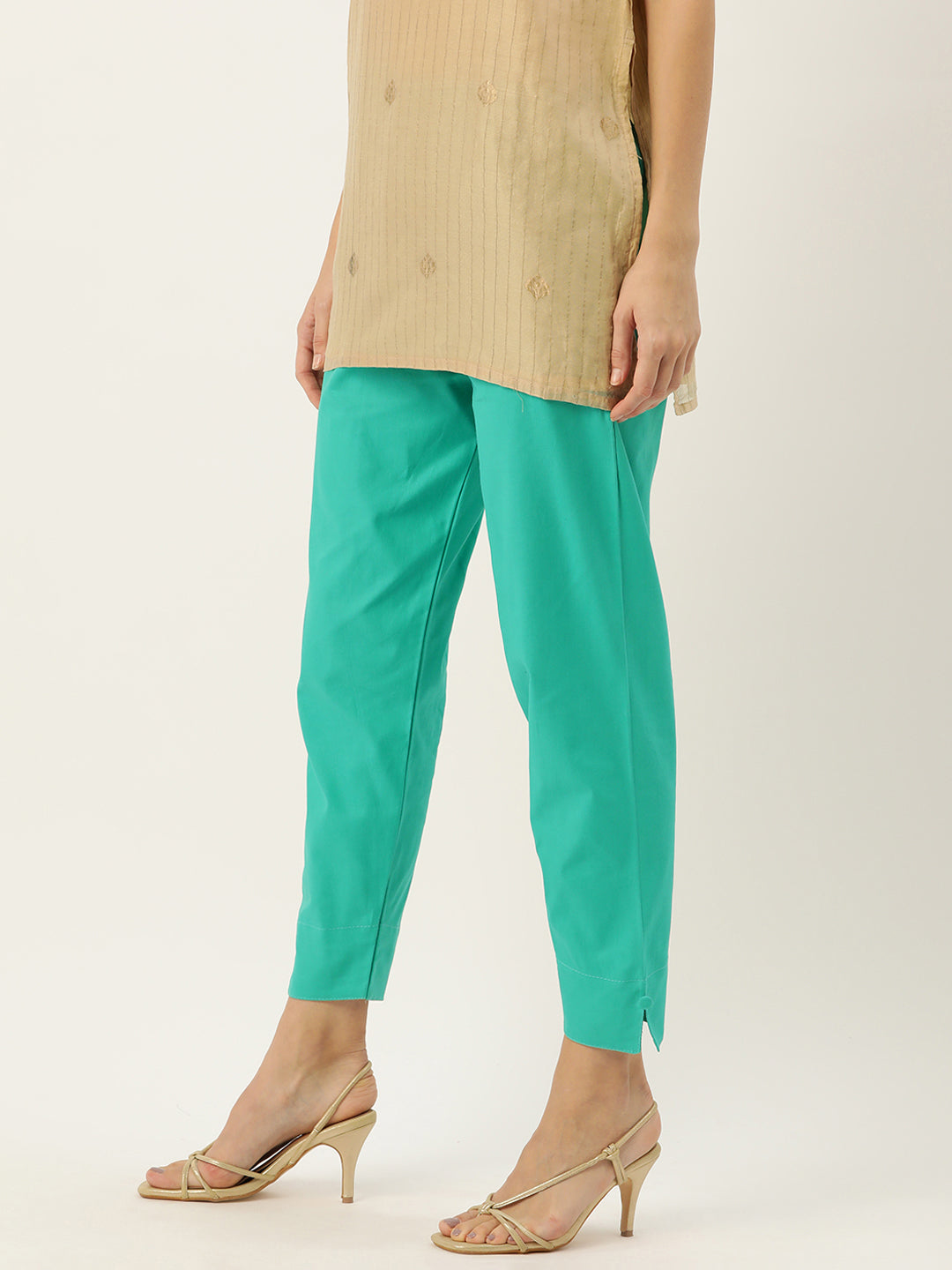 Women Pure Cotton Kurti Pant - Pista Green