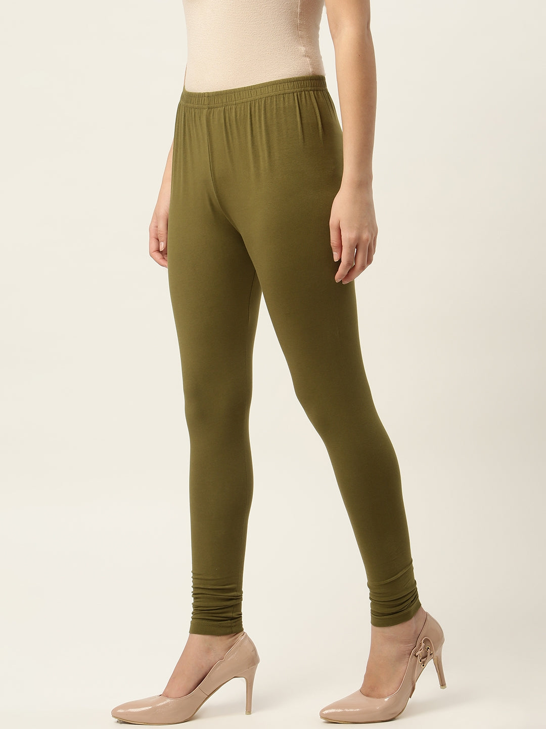 Women Mehandi Churidar-Length Leggings