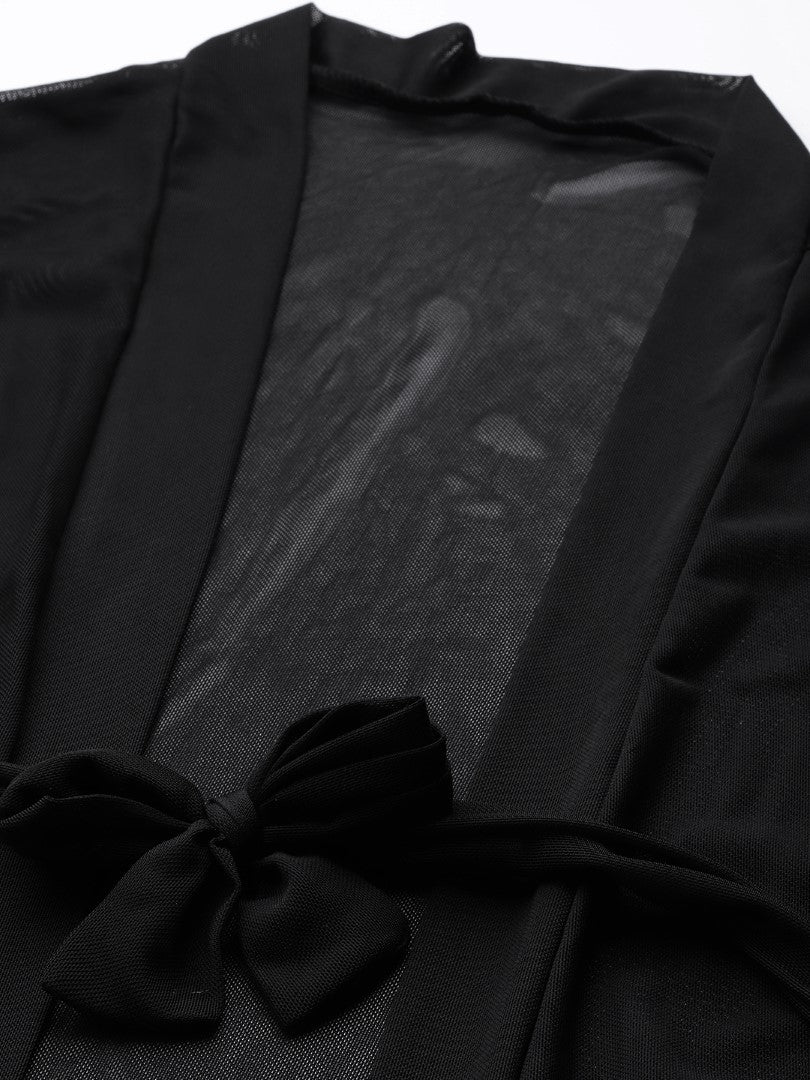 Black babydoll with satin