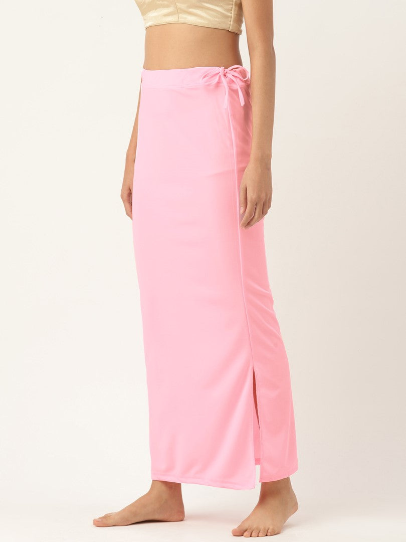 Women Baby Pink Solid Saree Shapewear