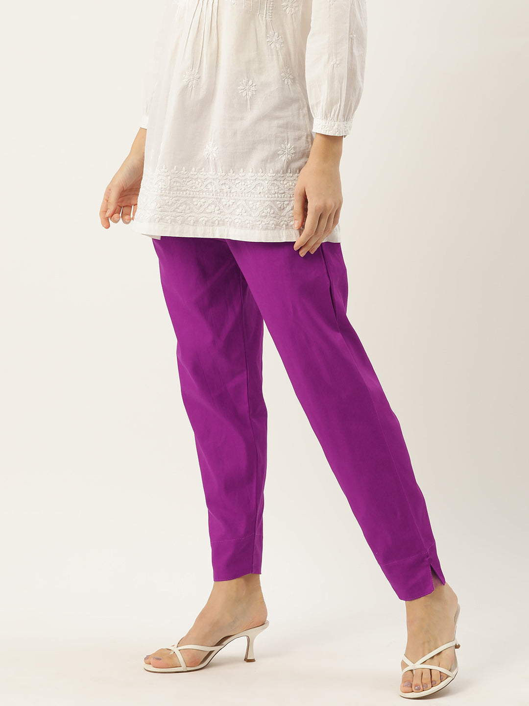 Women Pure Cotton Kurti Pant - Purple