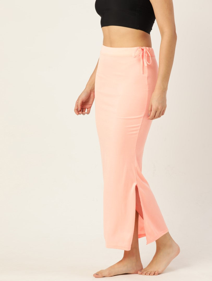 Women Light Peach Solid Saree Shapewear