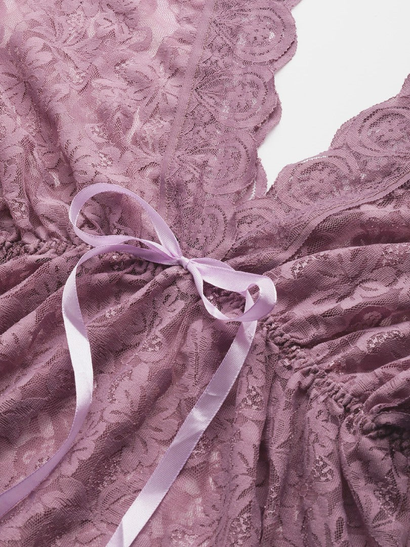 Purple babydoll with Full Floral Lace