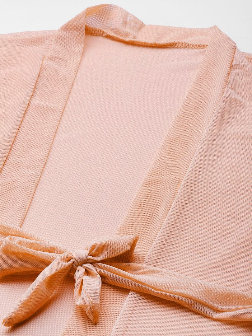 Peach babydoll with satin .