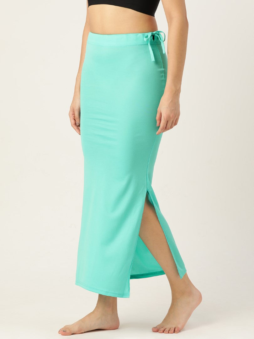 Women Sea Green Solid Saree Shapewear