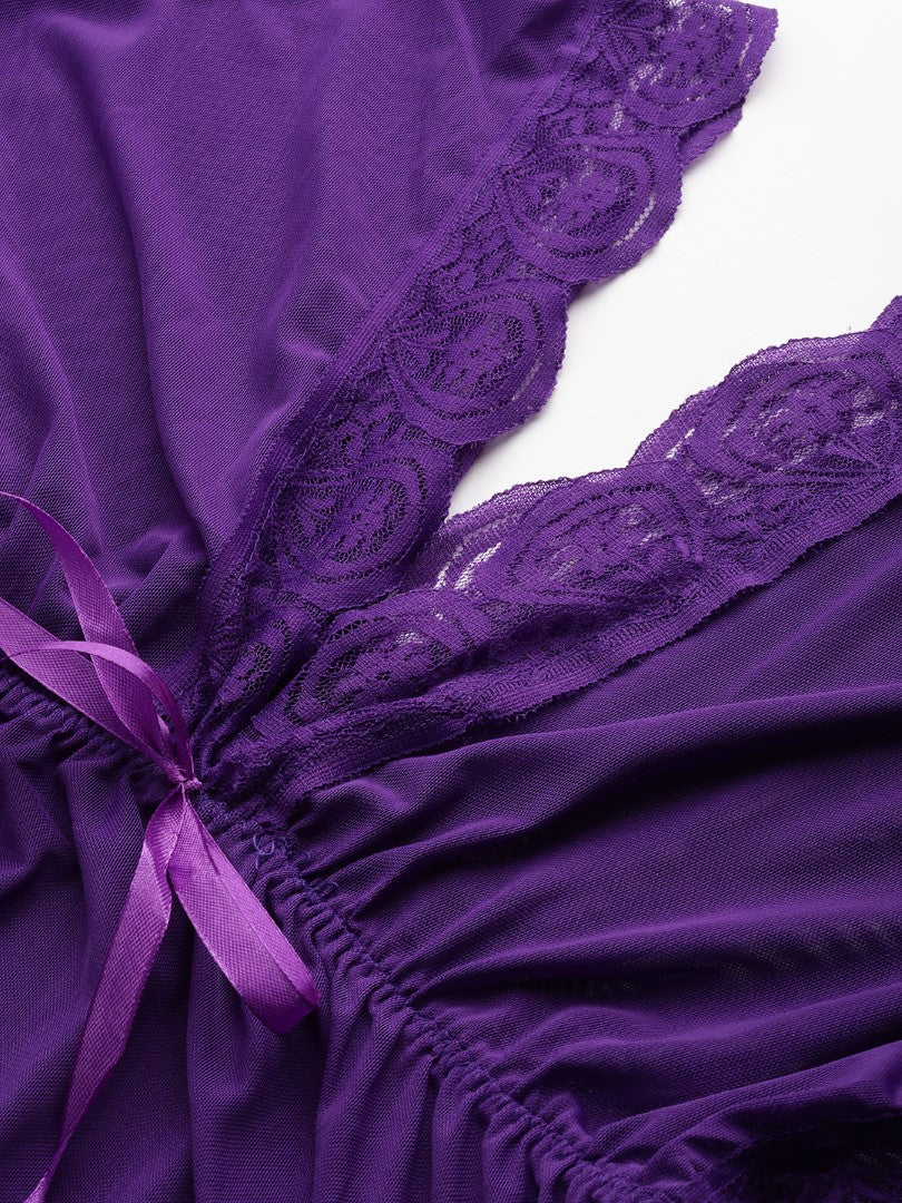 Dark Purple babydoll with Full Net