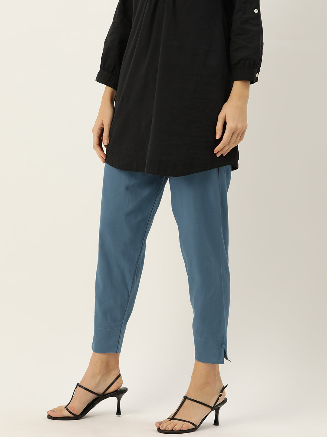 Women Pure Cotton Kurti Pant - Grey Cool