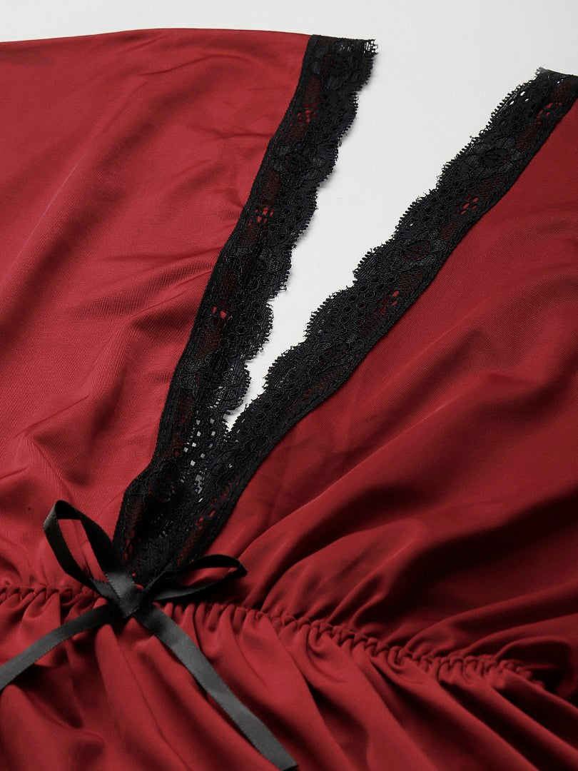 Maroon babydoll/Nighty with Icy Silk Satin