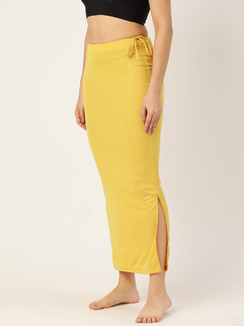 Women Mustard Solid Saree Shapewear