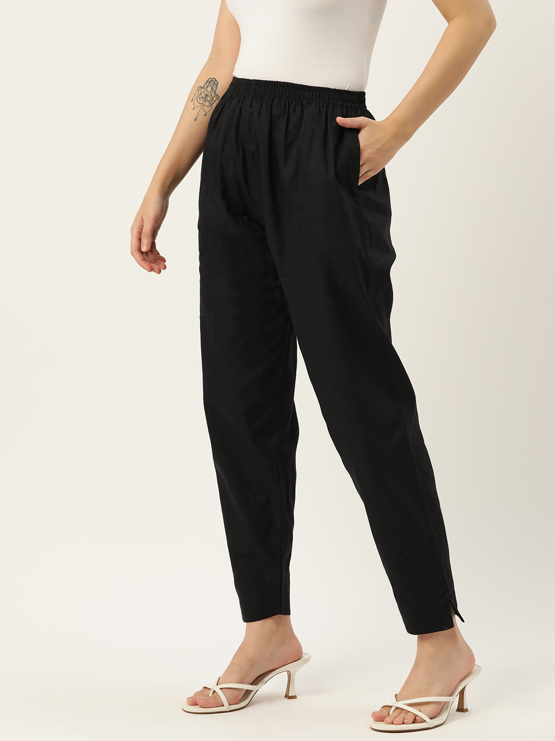 Women Pure Cotton Kurti Pant - Black