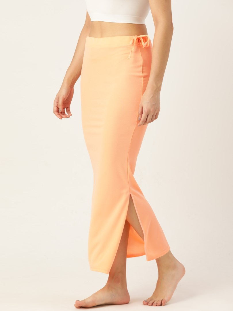 Women Deep Peach Solid Saree Shapewear