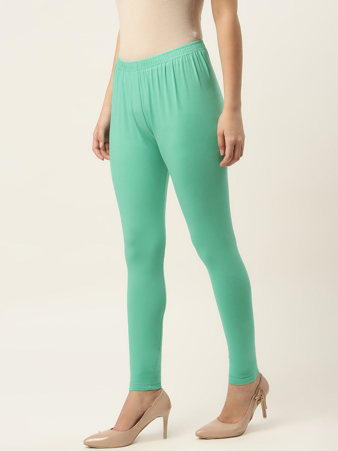 Women Pista Green Ankle-Length Leggings