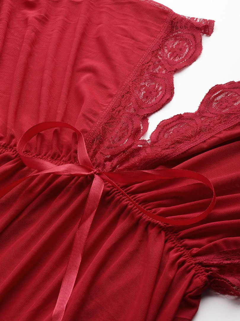 Red babydoll with Full Net