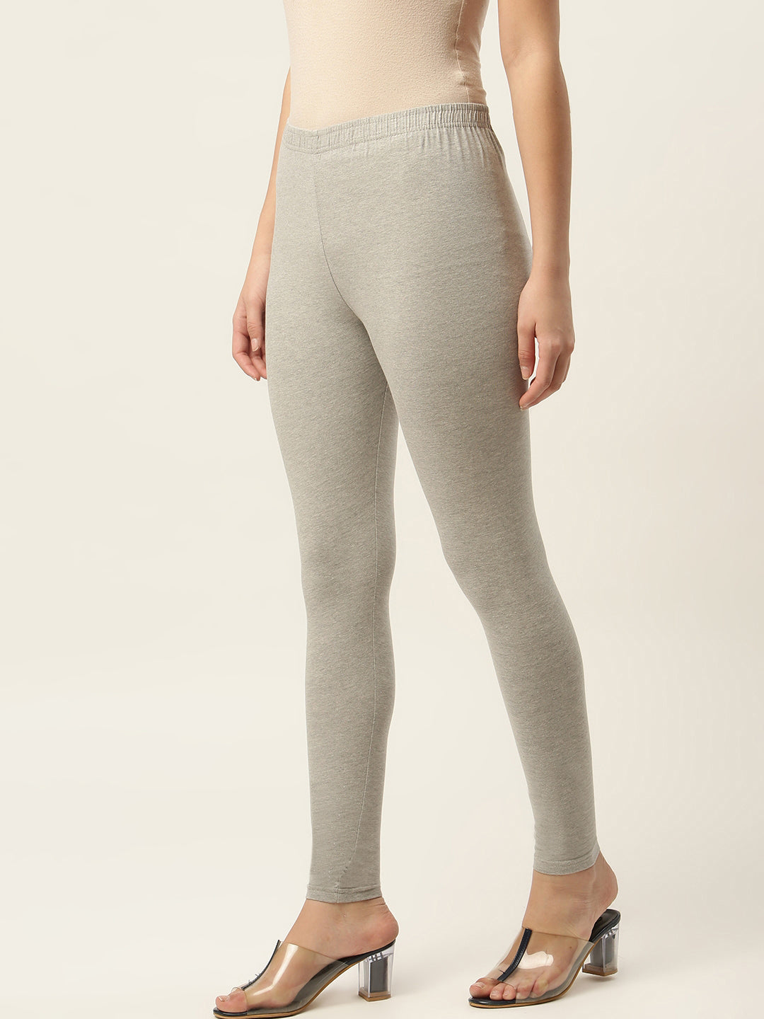 Women Smoke Grey Ankle-Length Leggings