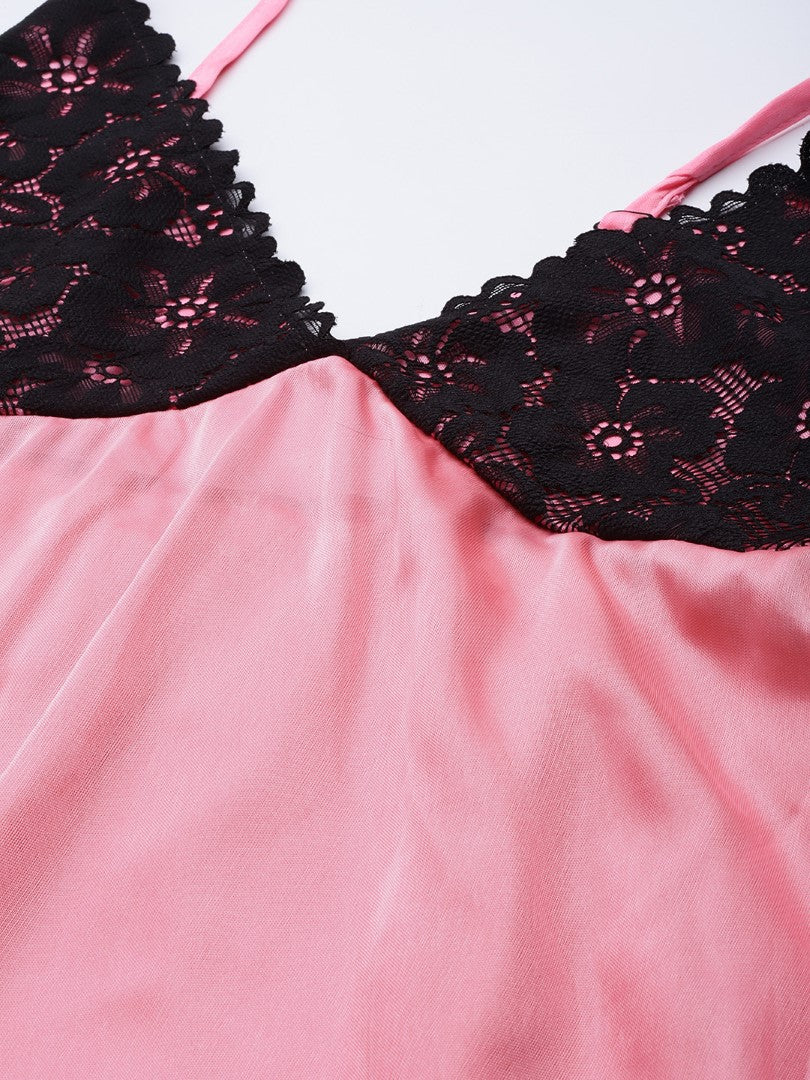 Pink babydoll with lace