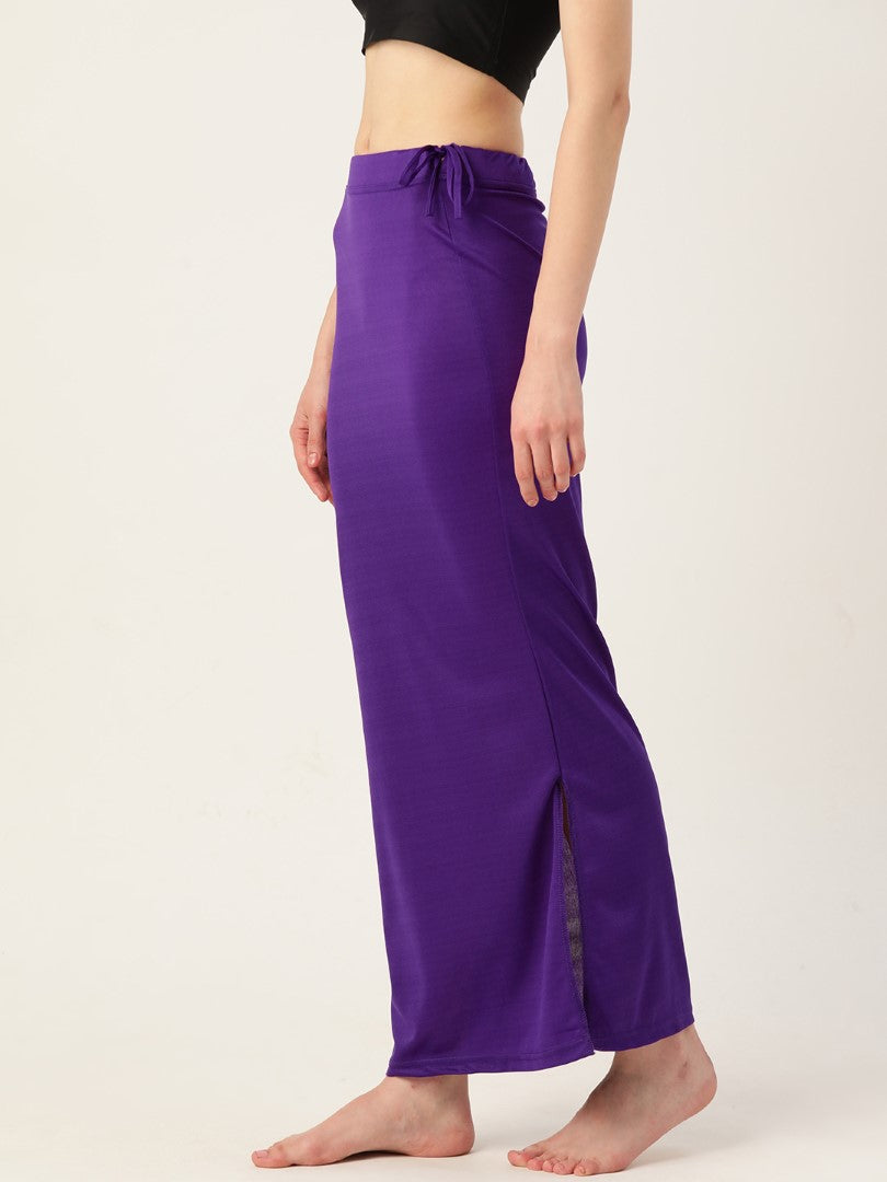 Women Deep Violet Solid Saree Shapewear
