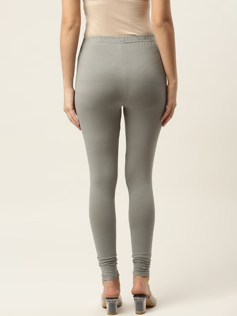Women Grey Churidar-Length Leggings