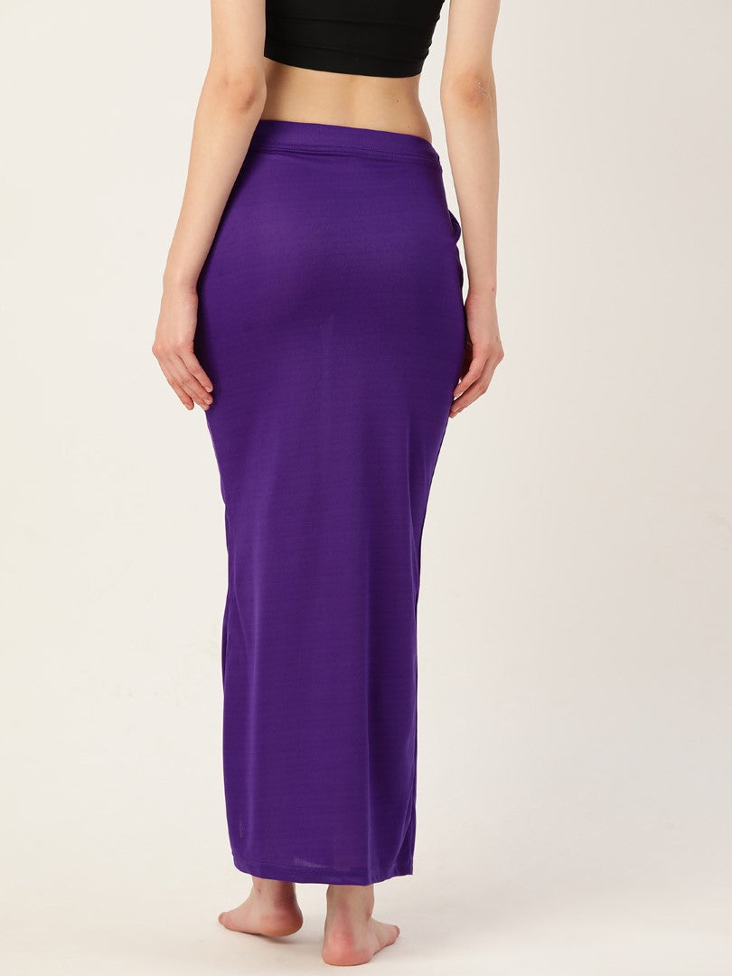 Women Deep Violet Solid Saree Shapewear