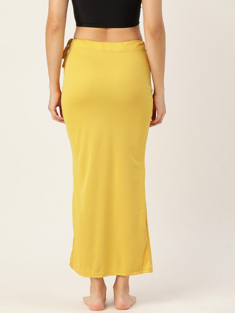 Women Mustard Solid Saree Shapewear