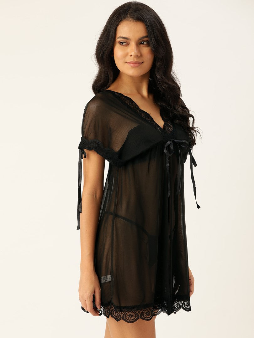 Black babydoll with Full Net
